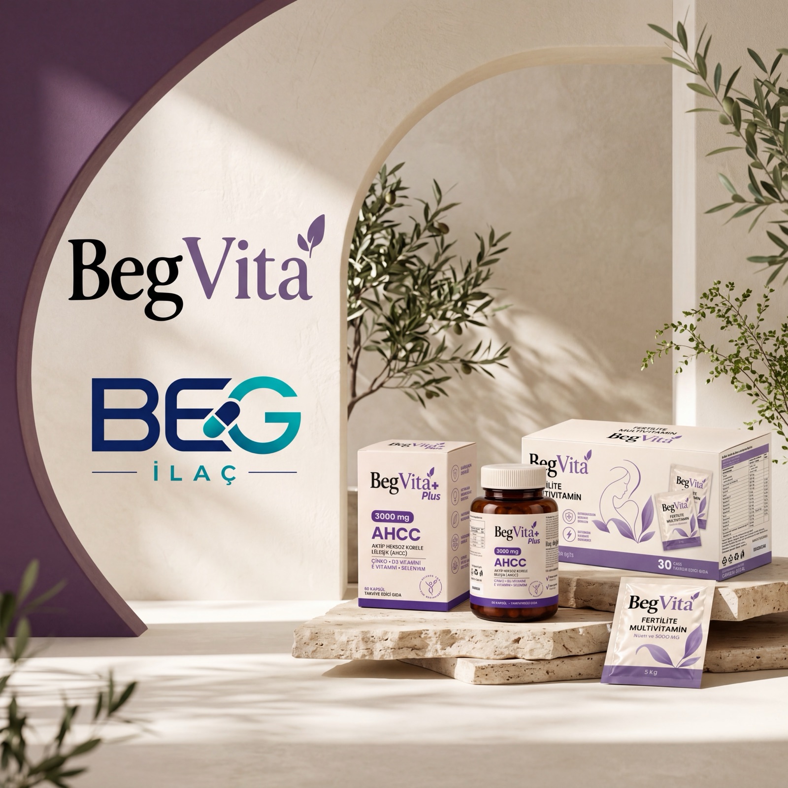 BegVita ürün ailesi ve BEG İlaç logosu